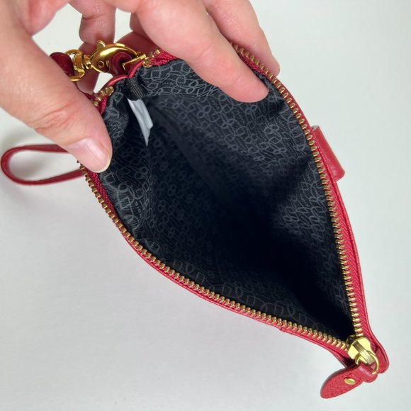 Genuine Leather Lodis Red Zipper Wristlet - Picture 6 of 13